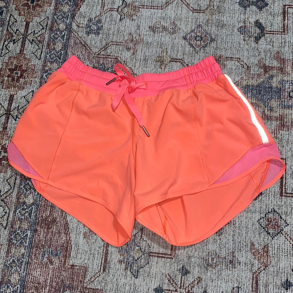 orange lululemon shorts